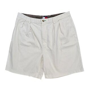 Tommy Hilfiger Shorts Men's Size 38 Beige Pleated Chino Cotton Twill Classic Fit